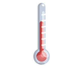 Thermometer outdoor illustration celsius fahrenheit indicators on measurement scale. Hot temperature icon isolated on white shows air and water temperature, medical and meteorological instrument