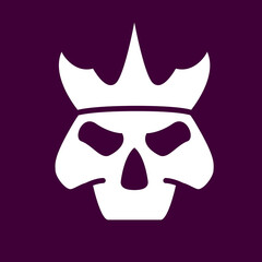 Dead head coronation.Dead king skull and crown.Mascot logo.Isolated on white background. Vector flat illustration.