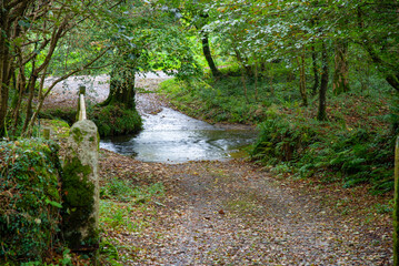 Ford through the river Camel near St Breward in north Cornwall, UK.