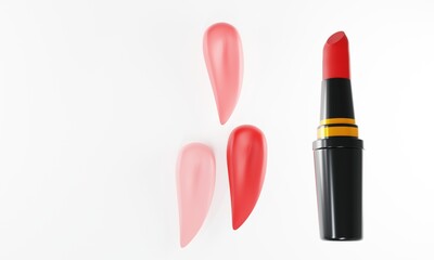3d render. cosmetic lipstick swatch. 3d vertical illustration