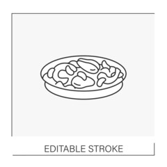  Paella line icon. Traditional Spanish cuisine. Recipe with rice and seafood. Mitterrand food. Cooking recipes.National dishes concept. Isolated vector illustration. Editable stroke