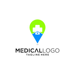 Medical pharmacy logo design vector location