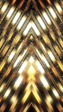 Elegant Gold Symmetrical Wall Background Loop with Falling Glitter