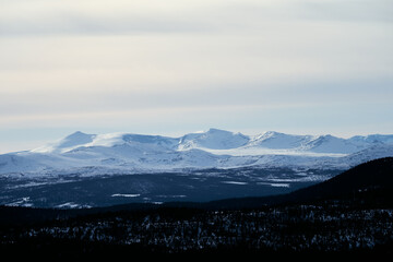 Mountains by The Gudbrandsdalen Valley, Oppland, Norway, seen from Gålå by Easter.