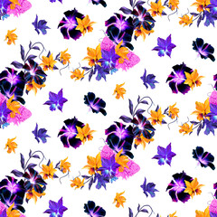 Orchids Blue Orchids, Seamless Patterns, For fabric trends