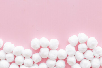 Cotton wool balls pattern for cleansing skin. Cosmetic makeup remover supplies