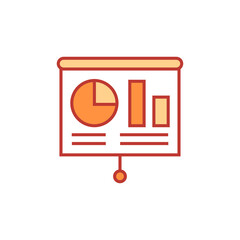 Presentation icon. Business plan vector illustration. Isolated contour of orthopedic material on white background. Editable stroke.