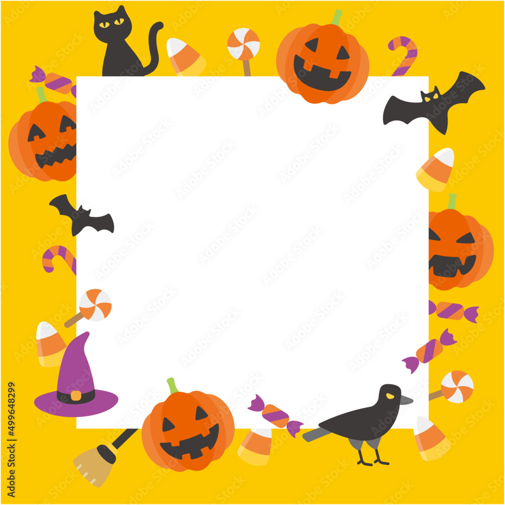 Wall mural Decorated background frame for Halloween. Vector illustration for postcards, banners and posters.(Square,Orange version)