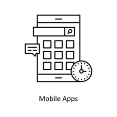 Mobile Apps vector Outline Icon Design illustration. Mobile Marketing Symbol on White background EPS 10