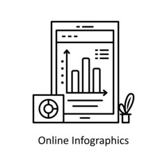 Online Infographics vector Outline Icon Design illustration. Mobile Marketing Symbol on White background EPS 10