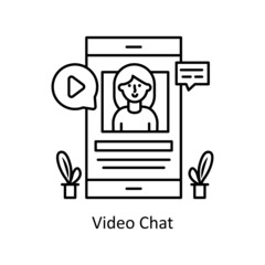 Video Chat vector Outline Icon Design illustration. Mobile Marketing Symbol on White background EPS 10 