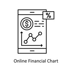Online Financial Chart vector Outline Icon Design illustration. Mobile Marketing Symbol on White background EPS 10