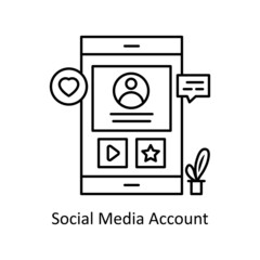 Social Media Account vector Outline Icon Design illustration. Mobile Marketing Symbol on White background EPS 10