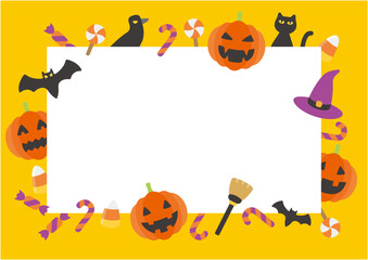 Decorated background frame for Halloween. Vector illustration for postcards, banners and posters.(Orange version)
