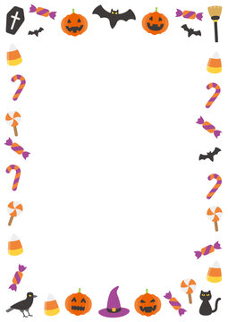 Decorated background frame for Halloween. Vector illustration for postcards, banners and posters.