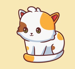 cute cat sitting tail in front of his body. isolated cartoon animal illustration. Flat Style Sticker Icon Design Premium Logo vector. Mascot Character