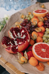 Grapefruit, pomegranate, grapes and other fruits