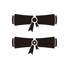 Graduation diploma set vector icon isolated on white background	