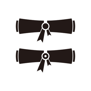 Graduation diploma set vector icon isolated on white background	