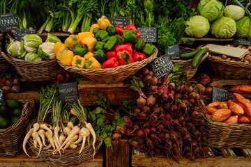 Vegetables for sale in the farmer's market - obrazy, fototapety, plakaty