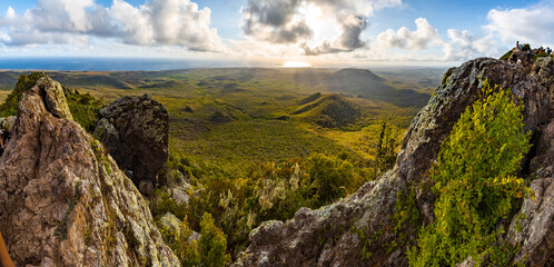 View from Mount Christoffel down to Christoffel National Park on the Caribbean island Curacao -...