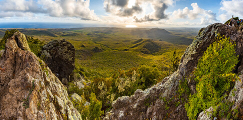 View from Mount Christoffel down to Christoffel National Park on the Caribbean island Curacao - panorama