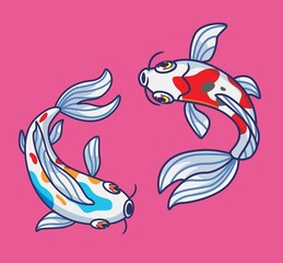 cute koi fish. isolated cartoon animal illustration. Flat Style Sticker Icon Design Premium Logo vector. Mascot Character