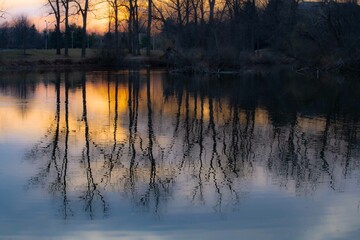 sunset over the lake