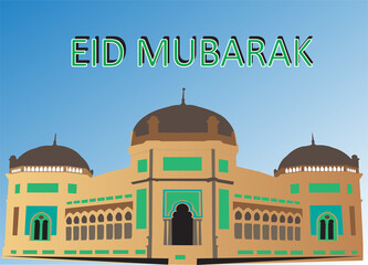 stock vector illustration of a mosque with high-level architectural art