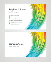 Minimalist Business Card Design Template. Modern Creative and Clean Corporate Design. Vector Illustration. Front and Back Sides with Colorful Abstract Background