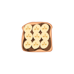 Banana toast with chocolate peanut butter. Healthy balanced diet. Healthy breakfast or snack.