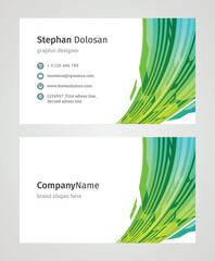 Minimalist Business Card Design Template. Modern Creative and Clean Corporate Design. Vector Illustration. Front and Back Sides with Colorful Abstract Background