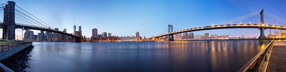 New York Skyline Panorama with both very known bridges