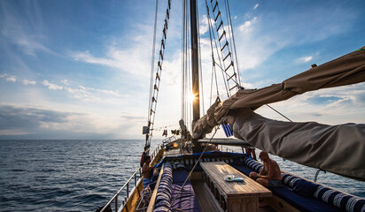 sailing into the sunset around Komodo Island