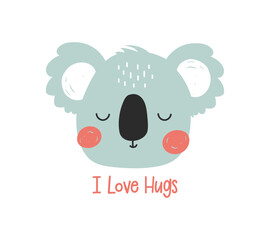 Hand drawing cute koala vector illustration for the t-shirt design. Vector illustration design for fashion fabrics, textile graphics, prints. © miniwhale