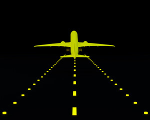 Fototapeta na wymiar 3d illustration,airplane,taking off on the runway,3d rendering