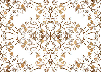 Seamless pattern, background In baroque, rococo, victorian, renaissance style. Trendy frolar vintage pattern in vintage beige colors. Vector illustration