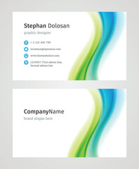Minimalist Business Card Design Template. Modern Creative and Clean Corporate Design. Vector Illustration. Front and Back Sides with Colorful Abstract Background
