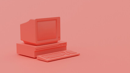 3d illustration, old pc, copy space, 3d rendering