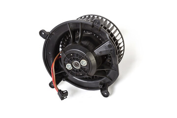 Heater fan - spare part and element of car air conditioning system on white isolated background....