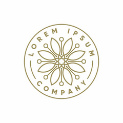 Elegant simple mandala label stamp logo design