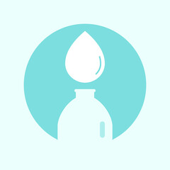 Water bottle refill circle sign. Vector illustration outline flat design style.
