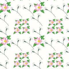 Floral seamless pattern with hand drawn flowers