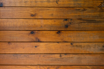 Varnished wooden planks wall