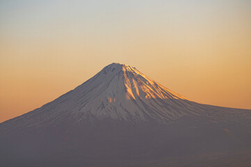 Beautiful panoramic view of the Ararat mountains. Mountains sunset landscape.