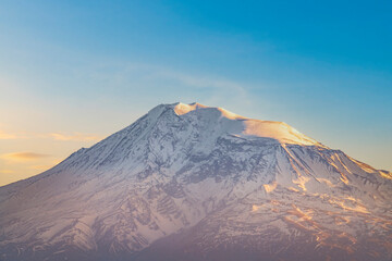 Beautiful panoramic view of the Ararat mountains. Mountains sunset landscape.