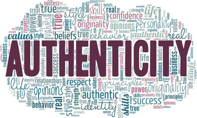 Obraz premium Authenticity conceptual vector illustration word cloud isolated on white background.