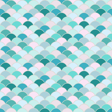Vector pastel seamless background of fish scales