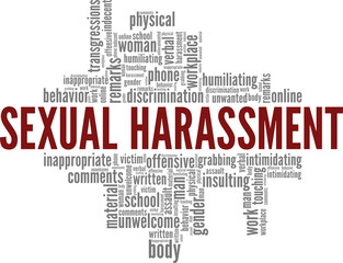 Fototapeta na wymiar Sexual Harassment conceptual vector illustration word cloud isolated on white background.