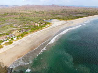 Coastline and mountains at Avellanas Costa Rica in the dry season.